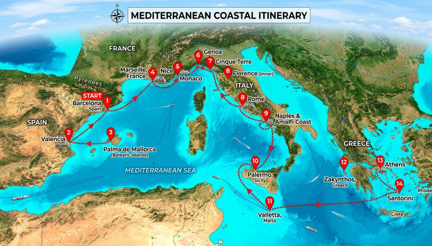 Comment planifier un itinéraire multisite en Méditerranée ?